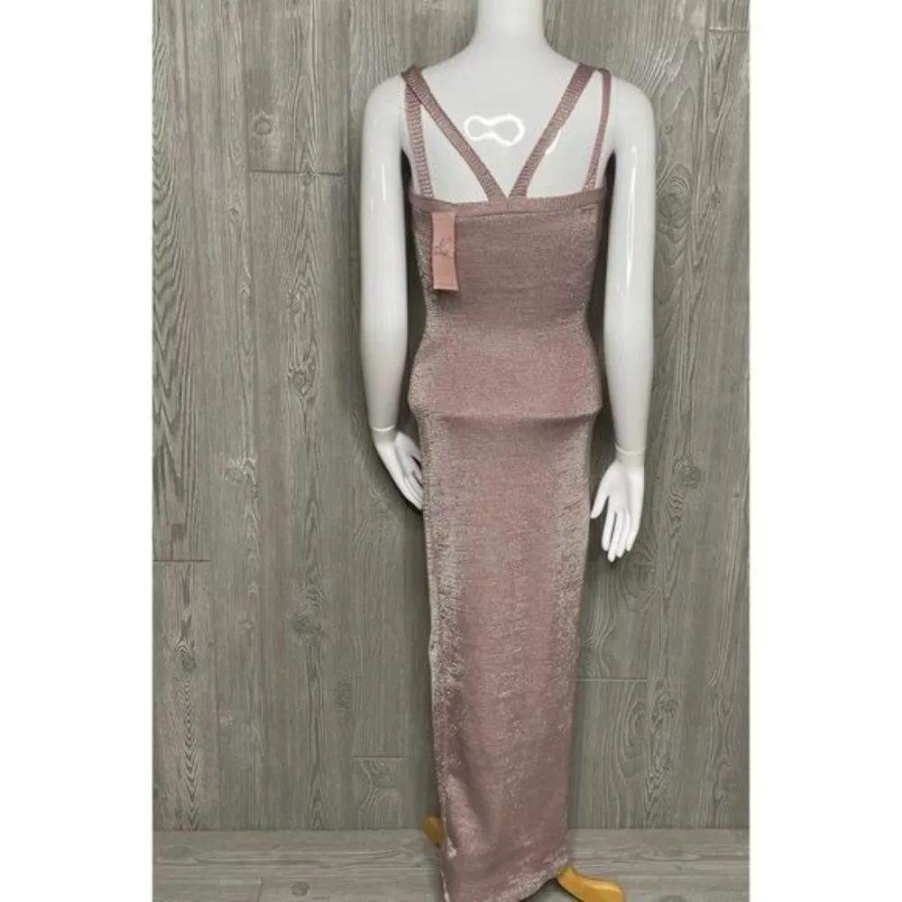 Nwt In style boutique wow contour glitter pink metallic bodycon dress sz small s - Image 4