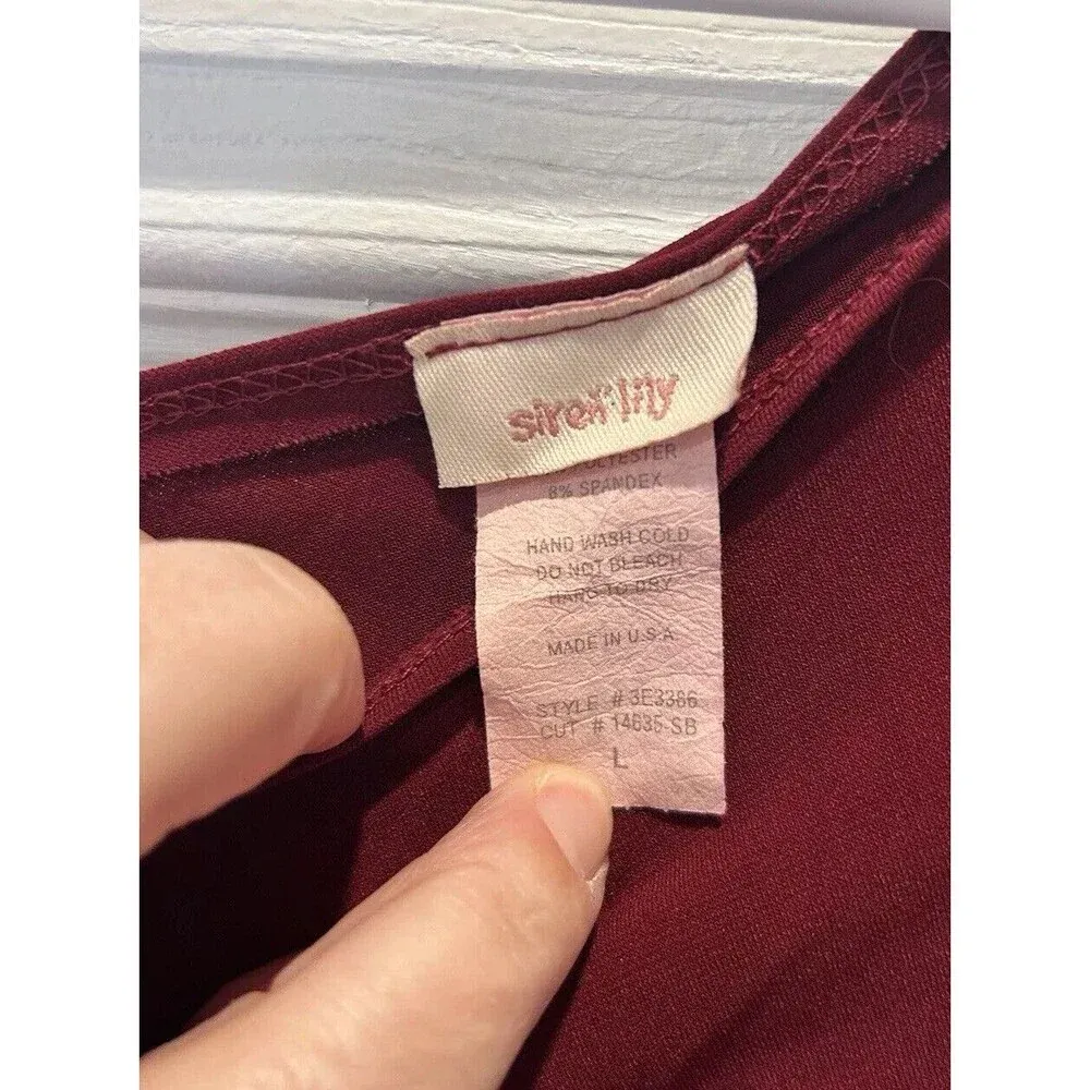 90s Y2K Vintage Siren Lily Whimsigoth V Neck Top Size L‎ Red Maroon Metal Fairy - Image 4