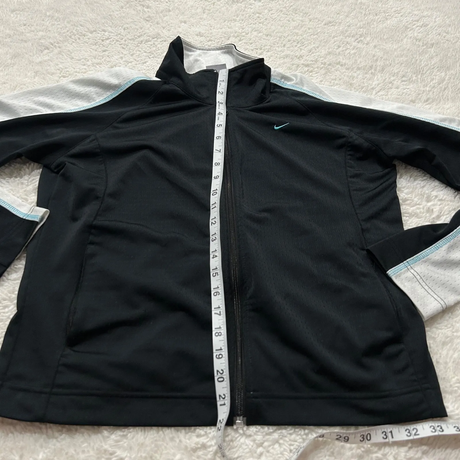 VTG Nike Womens Black/ White Zip Up Long Sleeve Jacket Sz L Workout Athleisure - Image 5