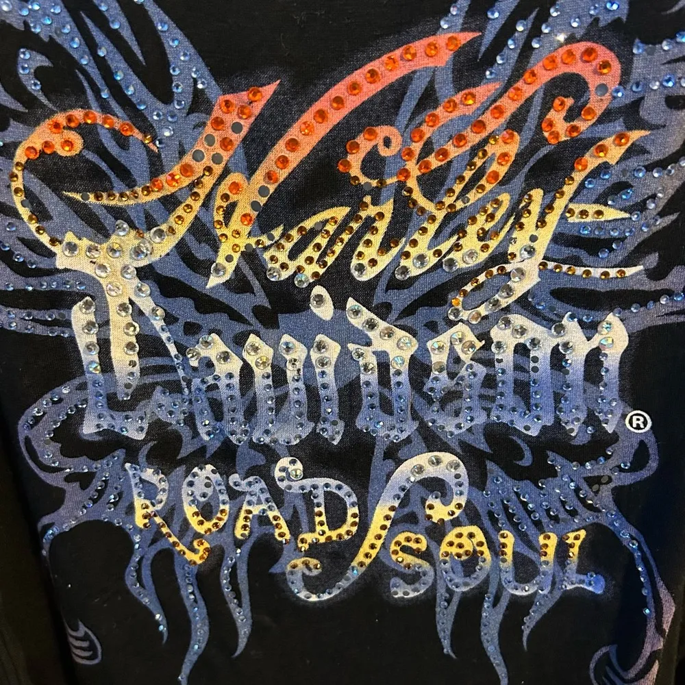 Harley Davidson’s Women’s Zephyr Rhinestone Embellished Fringe Side Small Tank. - Image 5