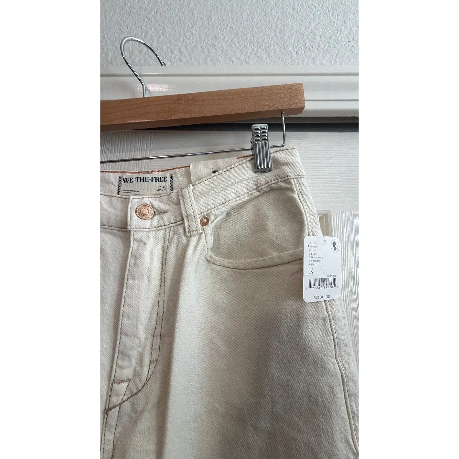 Free People Ecru Wide Leg Denim - Image 4