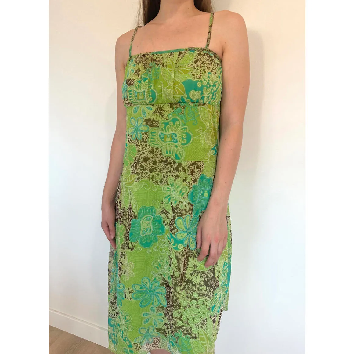 Green Paisley Vintage Y2k Sun Dress Size L - Image 4
