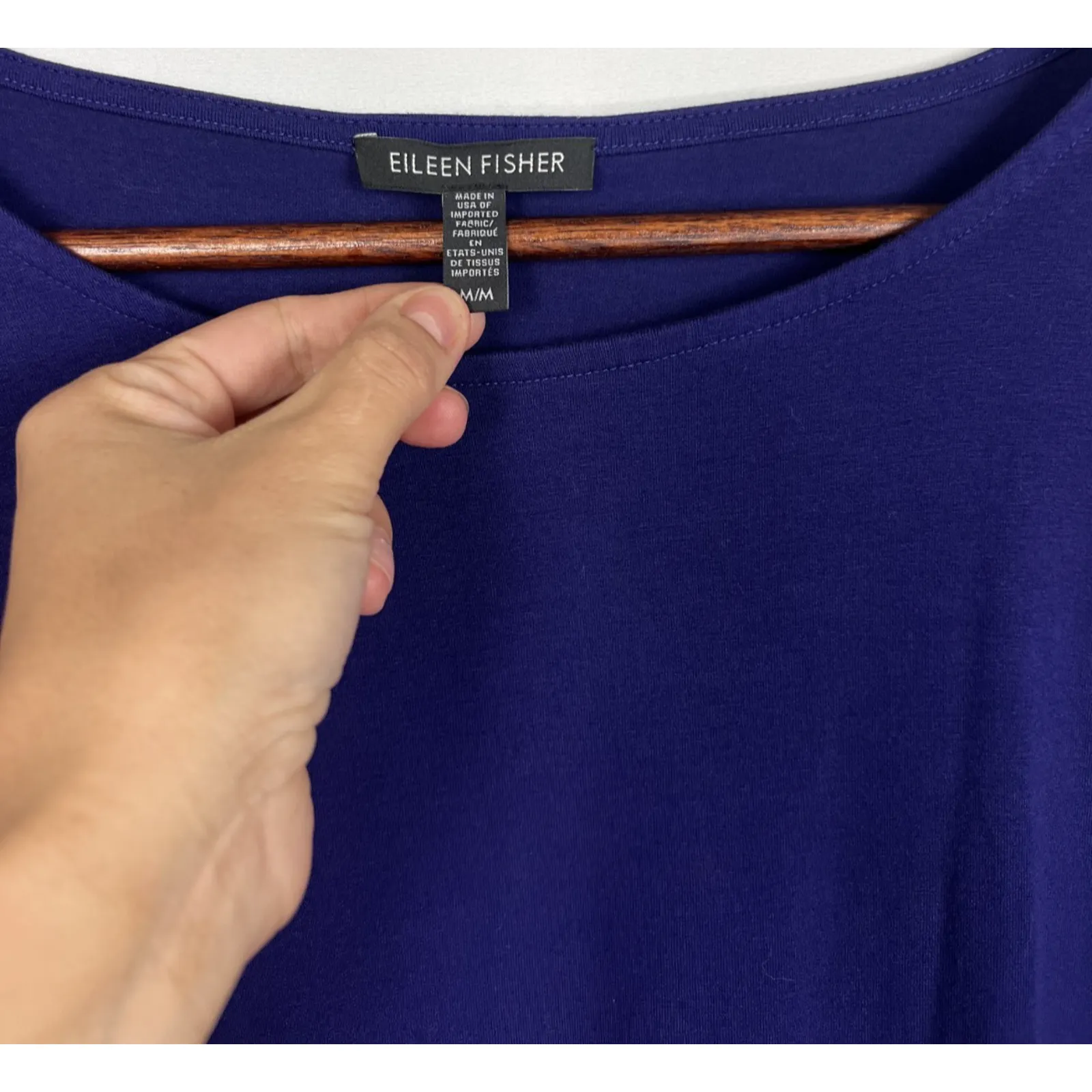 Eileen Fisher Purple Blue Viscose Stretch Pocket Tunic Dress M Long Sleeve - Image 4