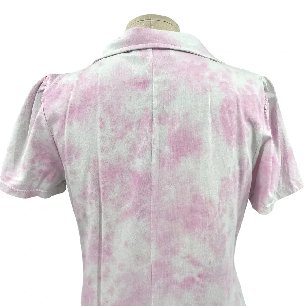 Generation Love Merlynn Tie Dye Polo T-Shirt‎ Dress Pink White Tie Dye Medium - Image 6