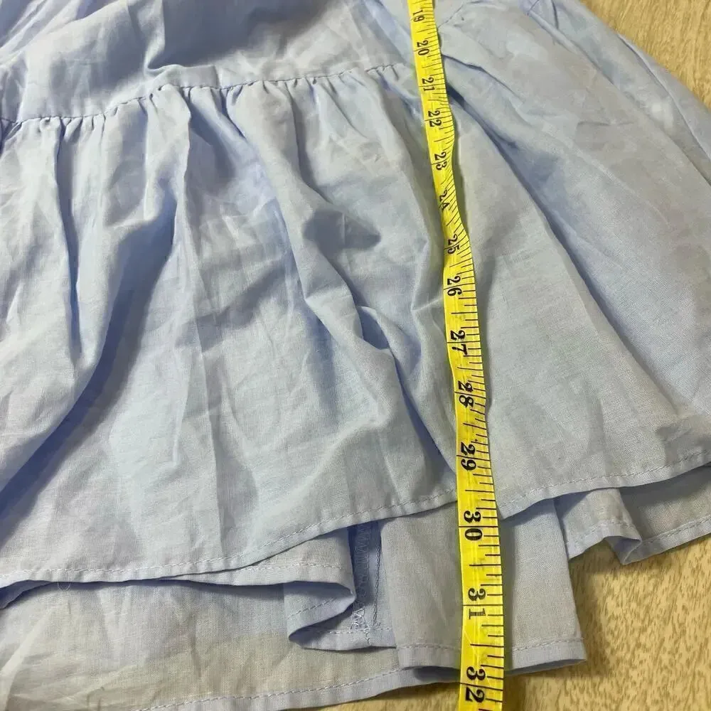 Zara Women Blouse M Blue Quarter Button Oversized Lagenlook Long Sleeve Flowy - Image 3