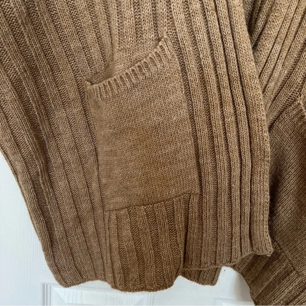 COCOGIO Italy Tan Poncho Cardigan Sweater Wool Alpaca Blend Open Front Pockets Size undefined - Image 4