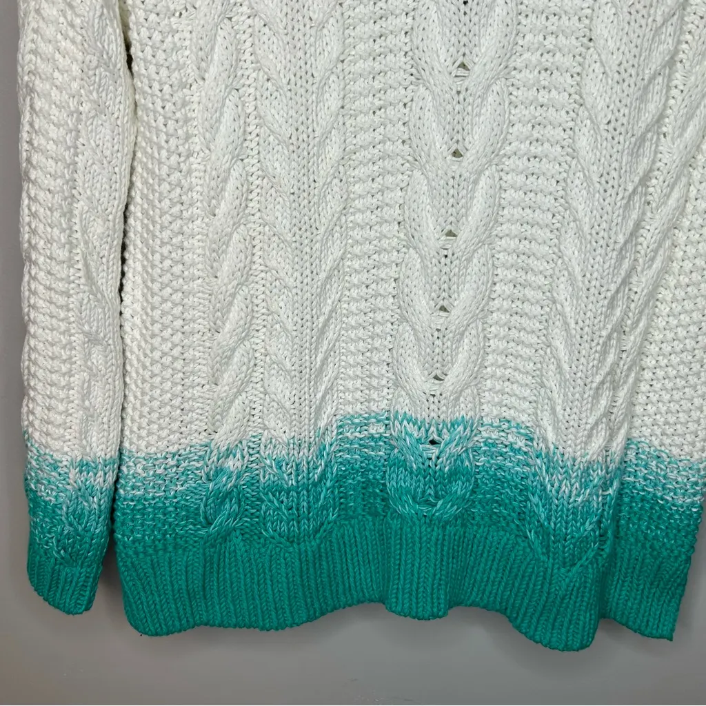 Tommy Bahama  Carmel Cable Ombré Pullover Sweater in Teal Blast Size M NWT - Image 5