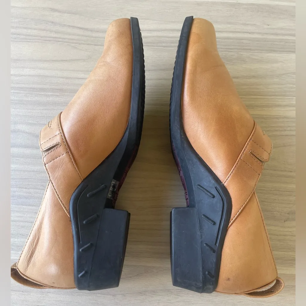 Ariat Tan Leather Slip-On Shoes with Buckle - Image 4