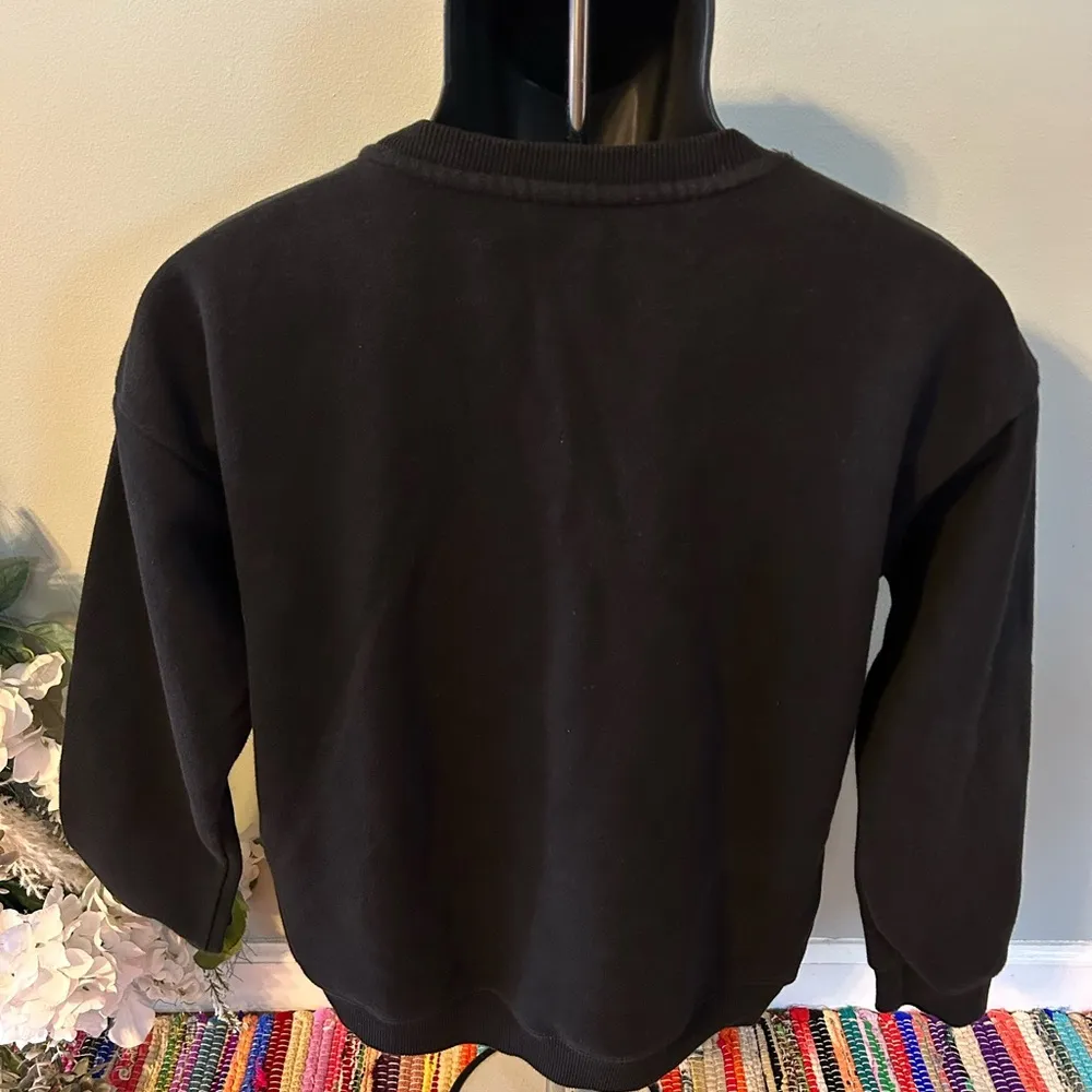 Snoopy Puffer Coat Crewneck Sweatshirt Peanuts Snow Graphic Fleece Black Small - Image 6