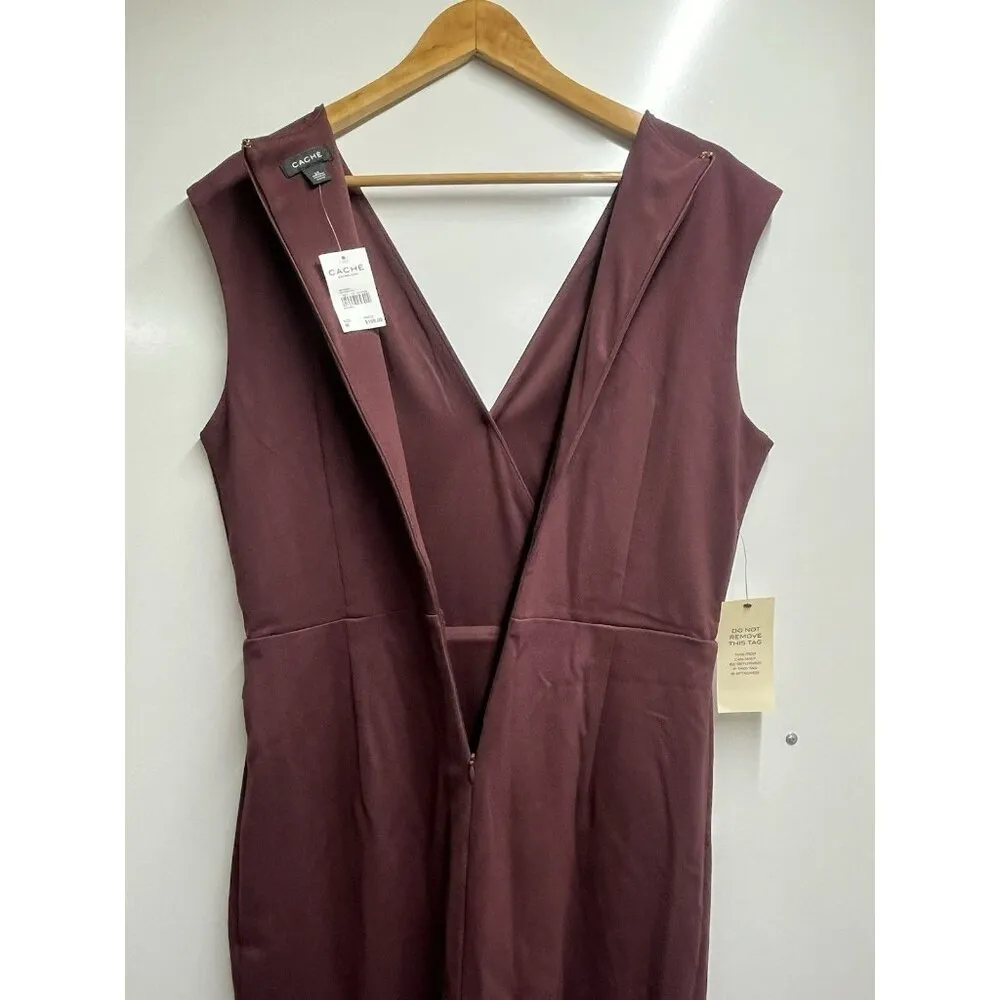 NEW Cache NWT Ponte Sheath Midi Sleeveless Dress In Chocolate Brown Size Medium - Image 10