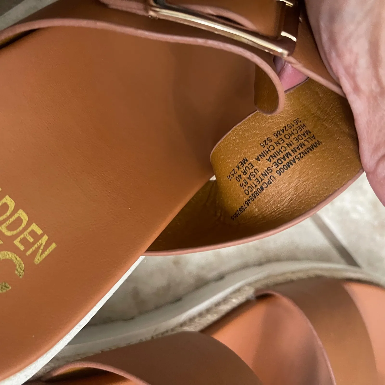 Madden NYC Cognac Brown Platform Espadrille Sandals Buckle Detail Size 8.5 lady - Image 8