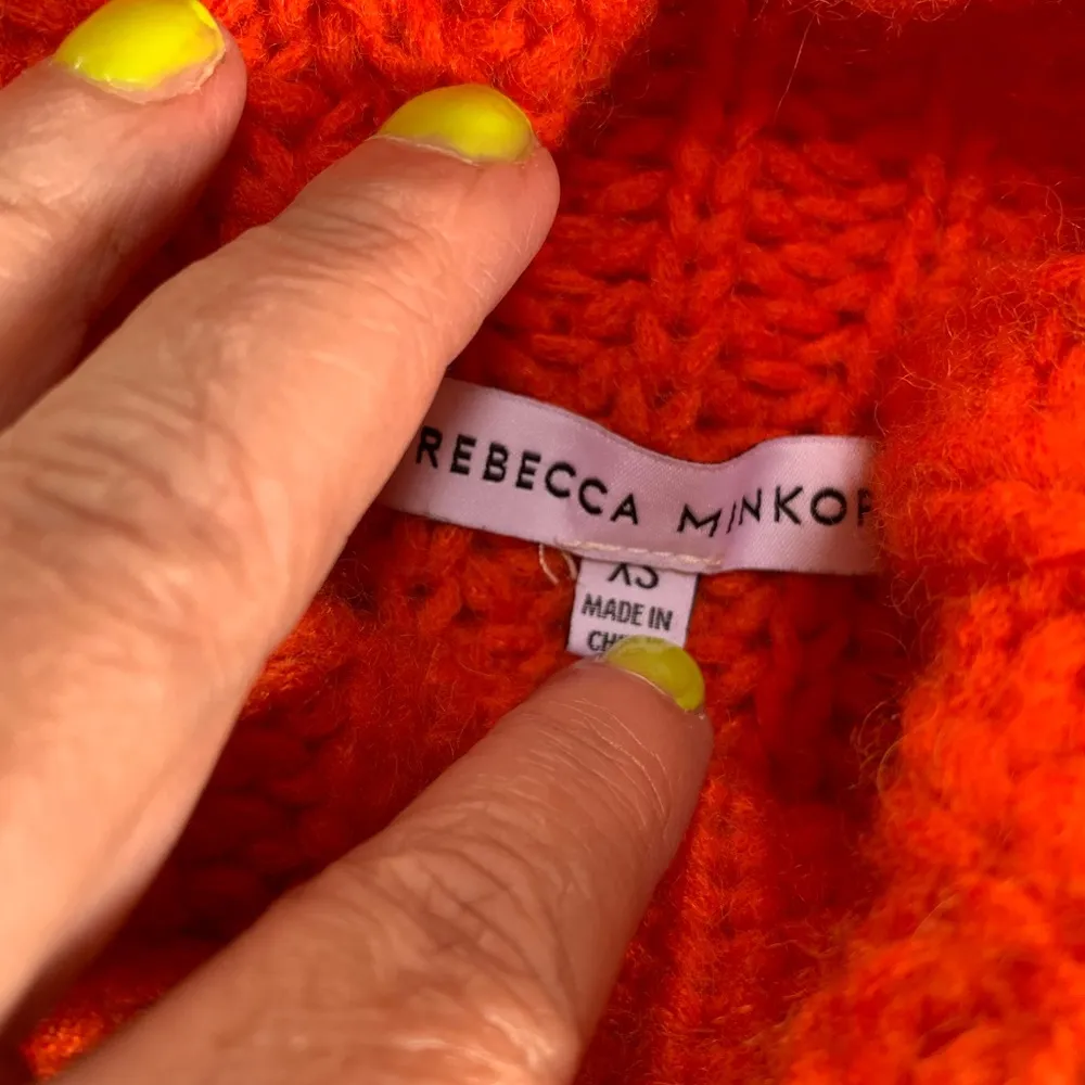 Rebecca Minkoff  (Blood Orange)Chunky Knit Cropped Turtleneck Sweater XS X-Small - Image 7