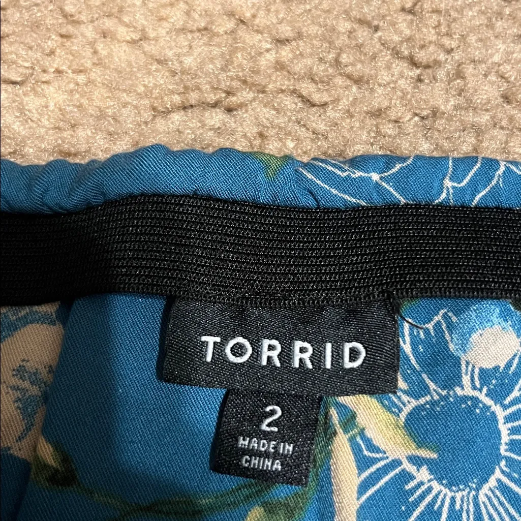 Torrid Tea Length Stretch Challis Slit Midi Dress Happiness Floral Bluesteel 2X - Image 7