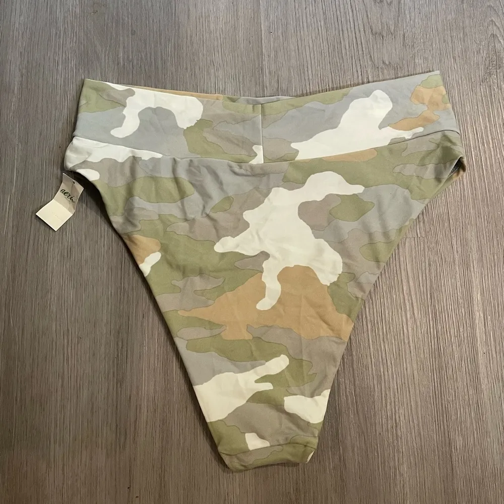 Aerie Camo High Cut Cheeky High Waisted Bikini Bottoms size XL Green/Gray - Image 6