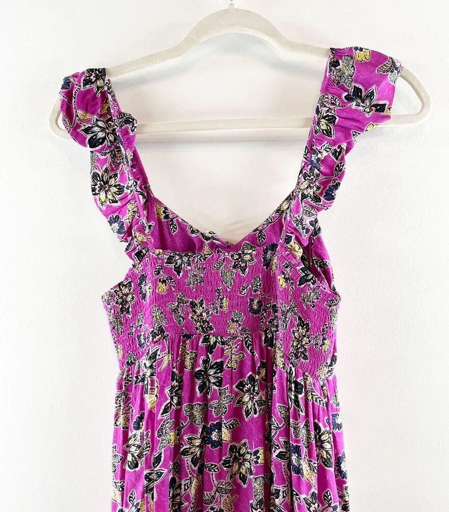 LOFT Hibiscus Floral Ruffle Midi Halter Dress Purple 2 - Image 8
