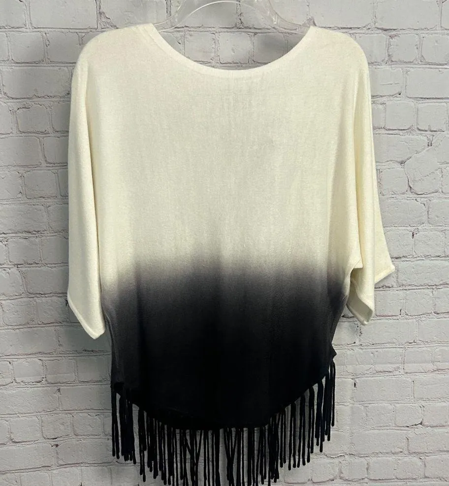 New Directions Petite New ombre boho pullover sweater with fringe Small Petite Size 8P - Image 2