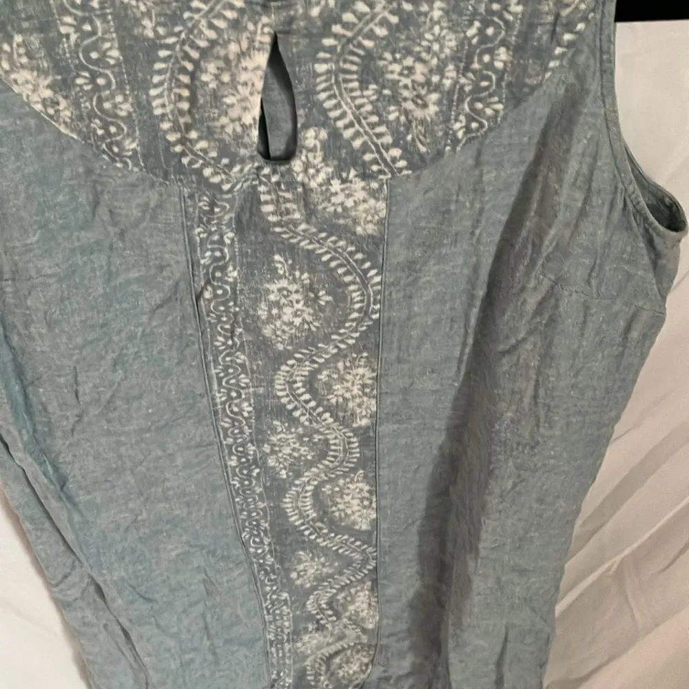 : Blue/white floral patterned denim dress- Hemp/cotton blend- size 4 - Image 4