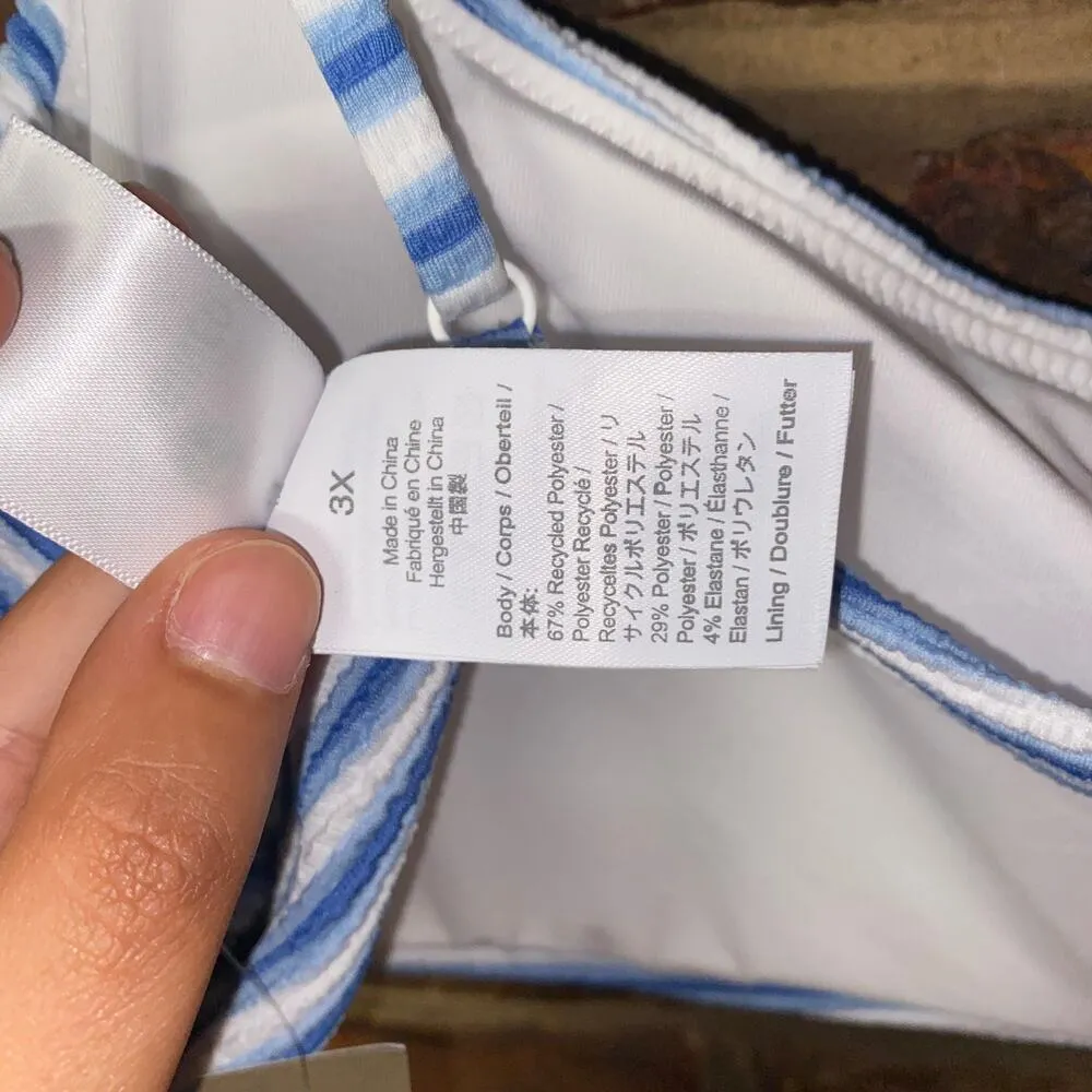 New NWT J. Crew Striped Textured Scoop Neck Bikini Swim Bathing Suit Top Size 3X - Image 7