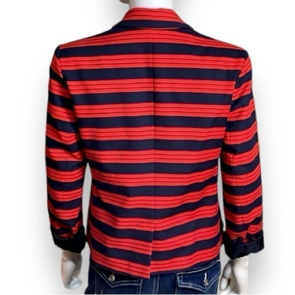Gap Academy Blazer Women’s Size 8P Red and Deep Navy Striped - Image 7