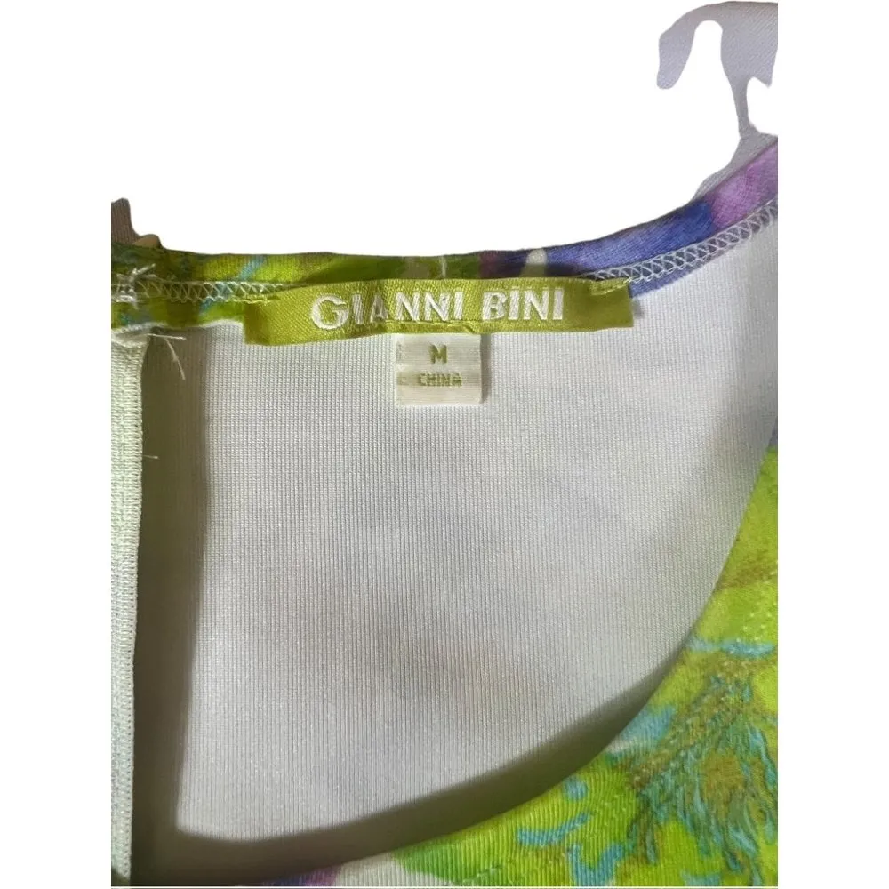 Gianni Bini Neon Floral A Line Scuba Short Dress - Image 3