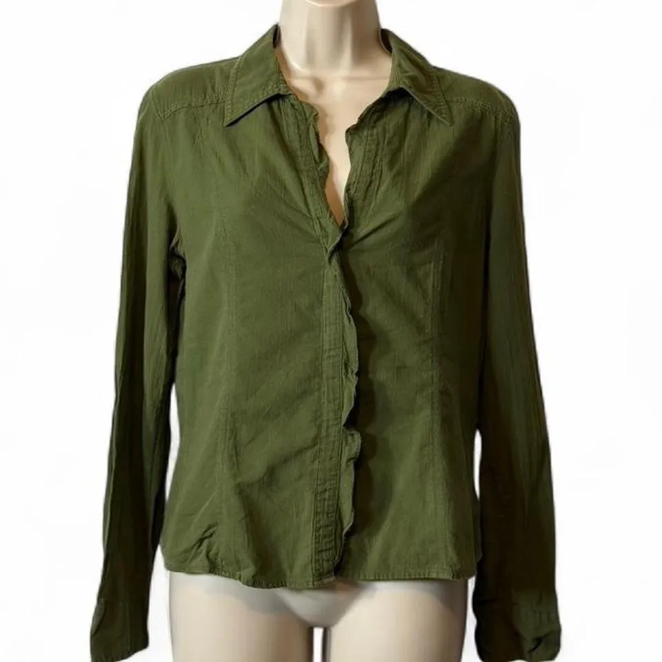 Vintage Abercrombie & Fitch Green Hidden Button Up Shirt - Image 2