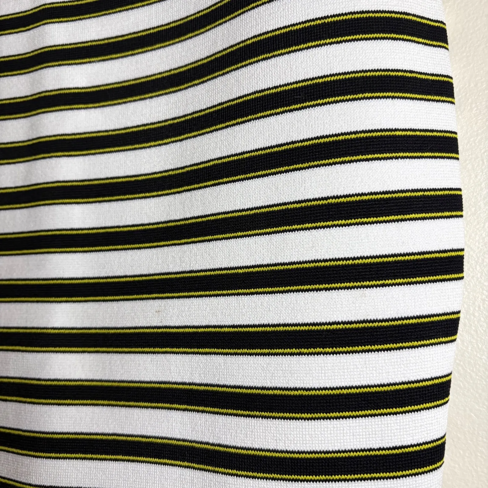 A.L.C. Striped Pencil Skirt Black White Yellow Knit Midi Size Small - Image 2