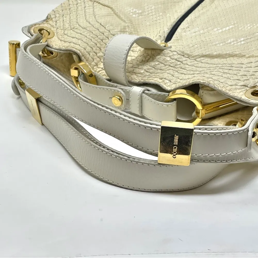 Jimmy Choo Authentic Python Snakeskin Hobo Bag Buttercream Ivory Shoulder bag - Image 6