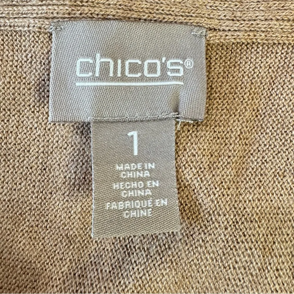 Chico’s Tan Touch of Cashmere Super Soft Boat Neck 3/4 Dolman Sleeve Sweater 1/M - Image 8