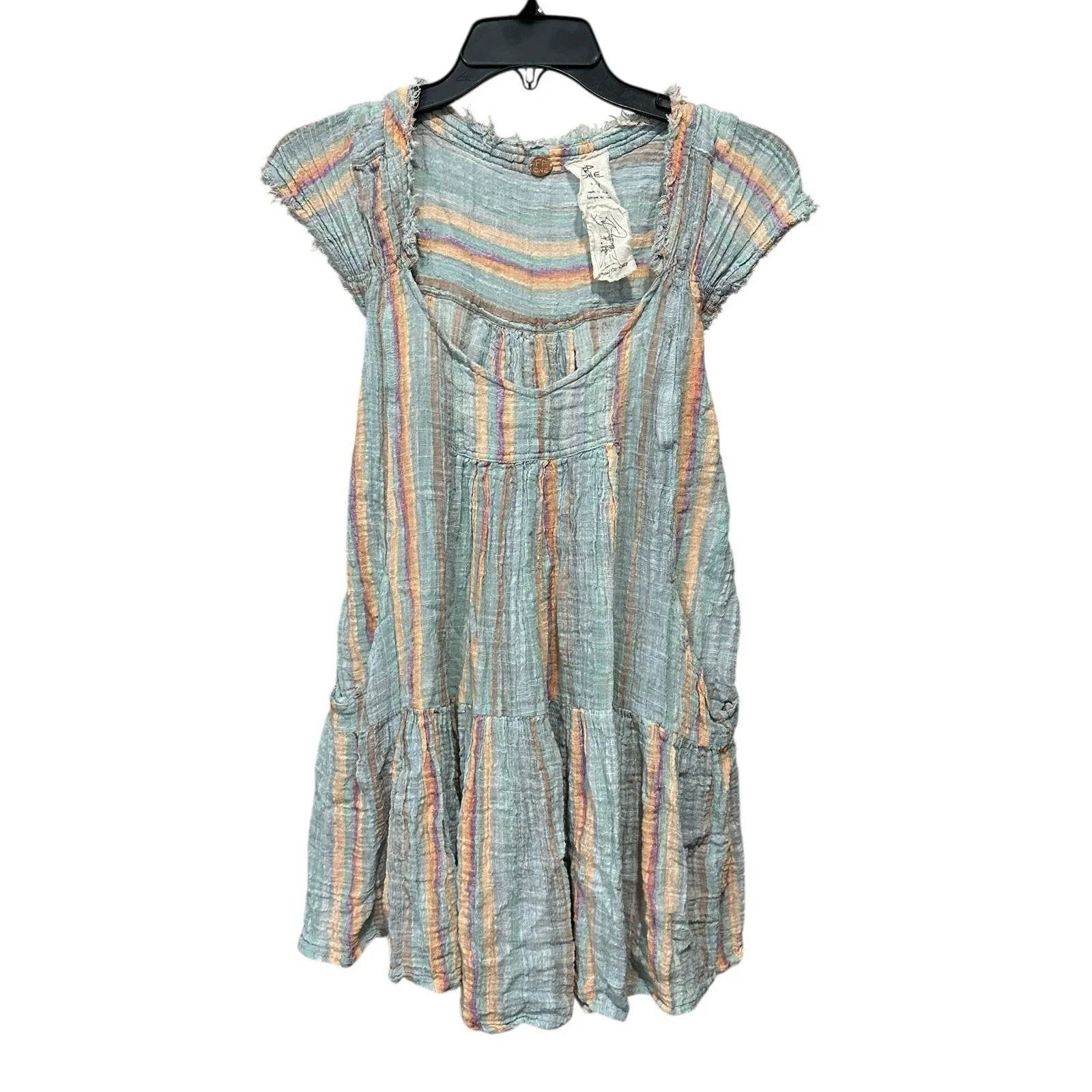 Free People One Maia Wrap Dress Women's Size Small Gauzy Striped‎ Flowy #K13-1 - Image 3