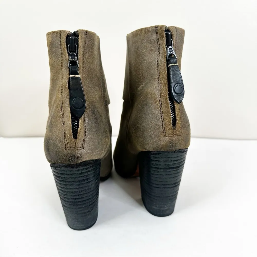 Rag & Bone Classic Newbury Ankle Boots Womens 37.5 Metallic Taupe Leather - Image 4