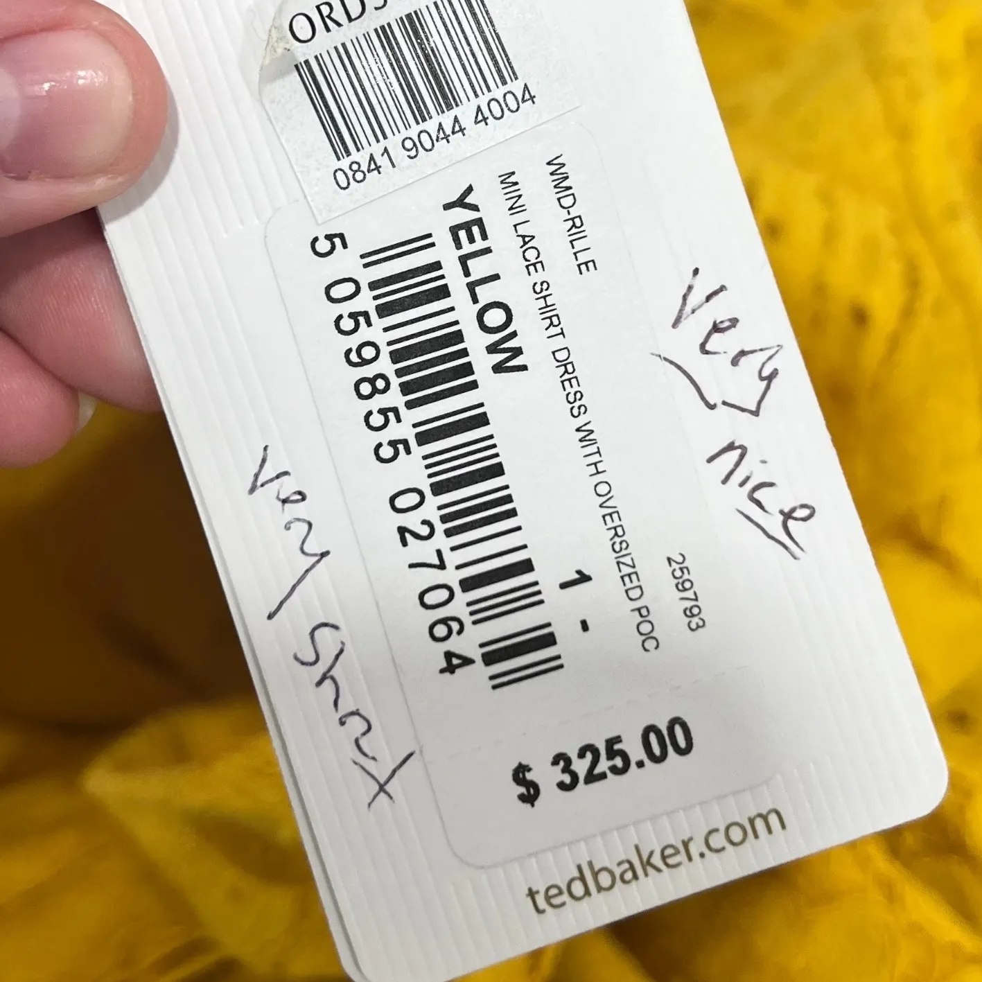 Ted Baker Womens Mini Lace Shirt Dress NWT‎ $325 Yellow Short Sleeve Pocket Sun - Image 6