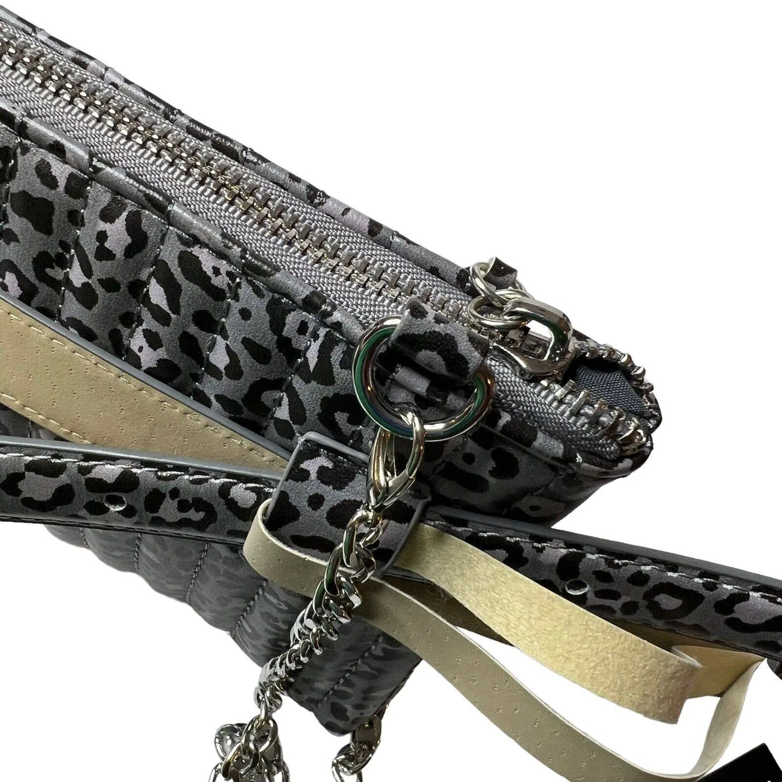 INC International Concepts Quilted Animal Print Convertible Belt‎ Bag Grey XL Gray - Image 4