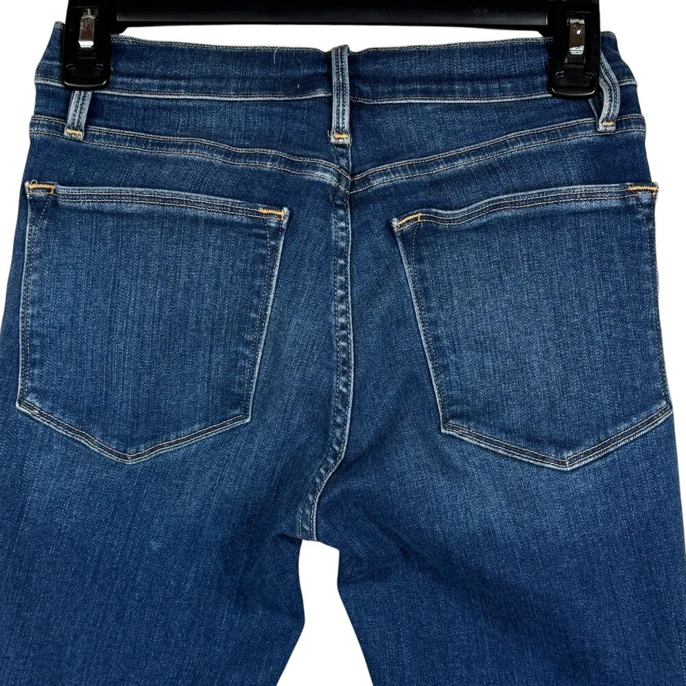 FRAME SZ 26 Le High Skinny Crop Jeans Distressed Zip-Fly Mid-Rise Fray Gaby Wash - Image 5