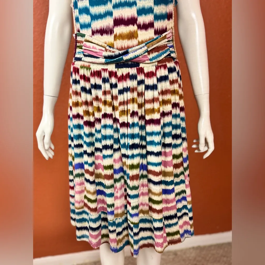 Maeve Ikat Striped Keyhole Boho Cinched Waist Sundance Size Large. - Image 9