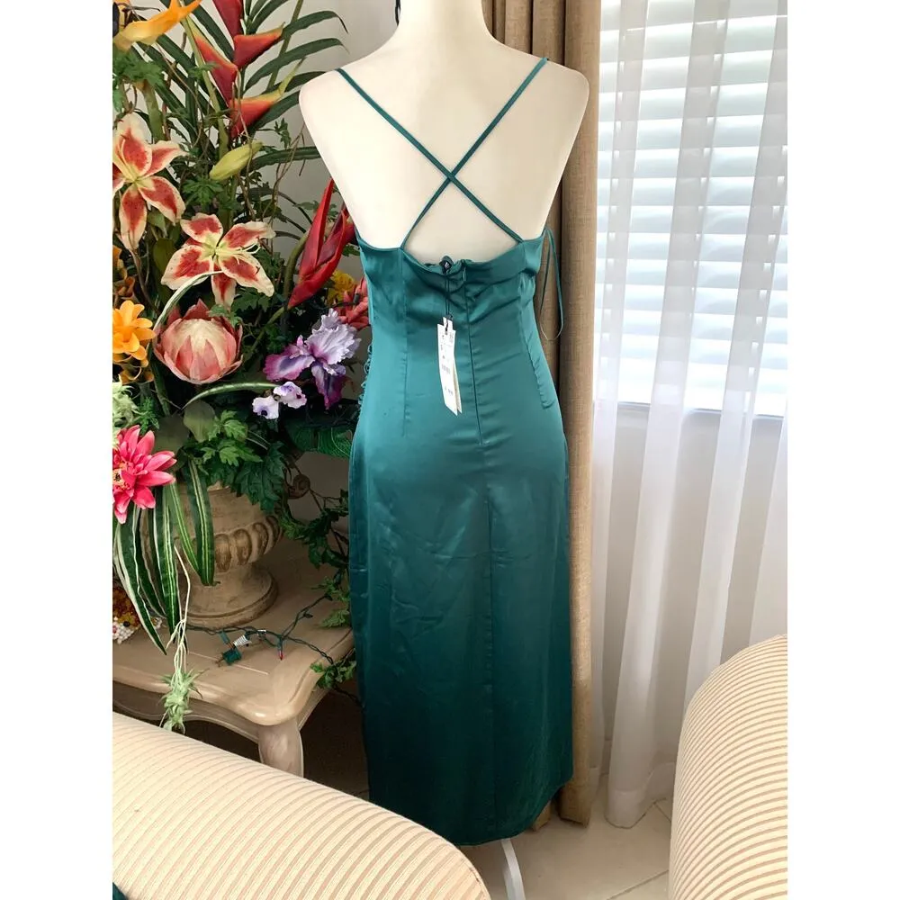 Zara SATIN LINGERIE STYLE DRESS in Duck Blue - Image 11
