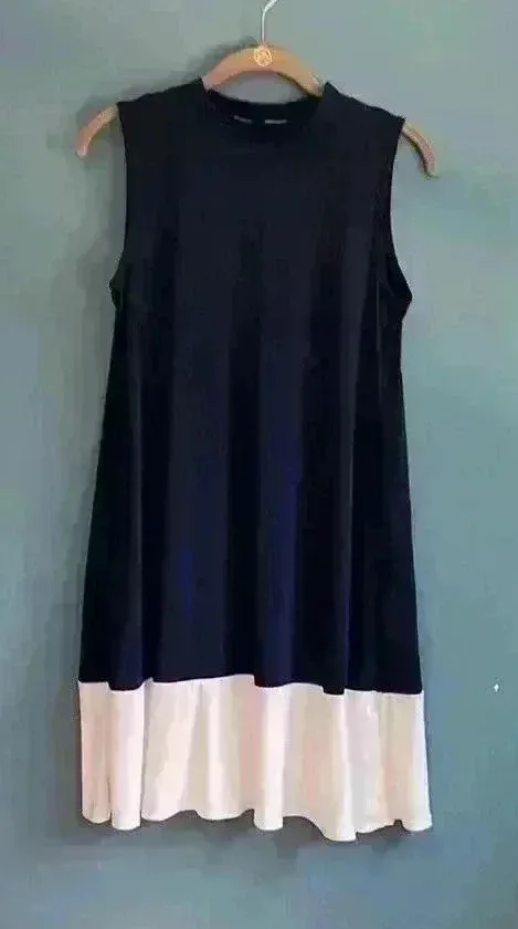 Nik and Nash navy blue and white sleeveless lightweight dress women’s size M - Image 1