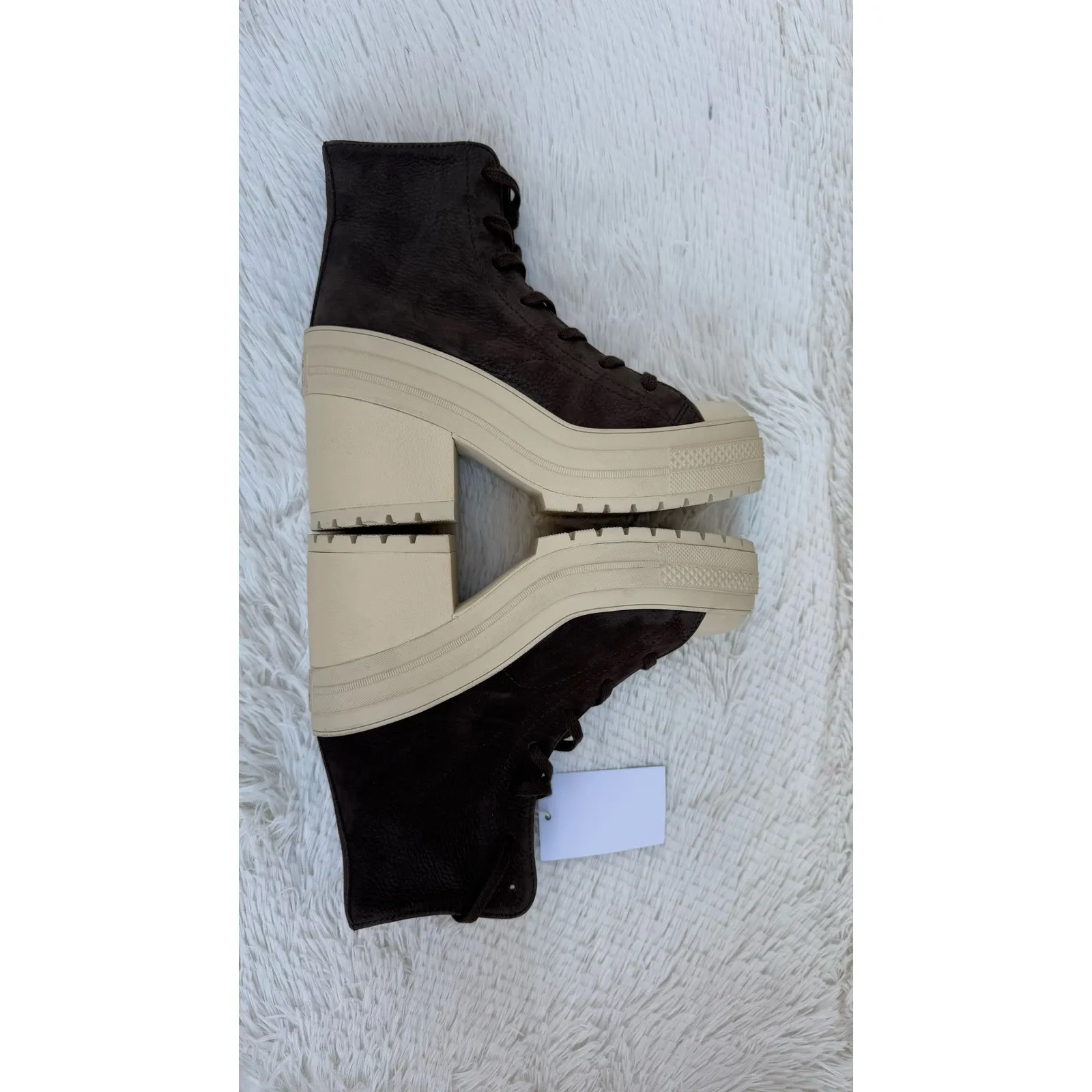 Converse  Chuck Taylor Platform Heel Boots Nubuck Brown “Fresh Brew”  W 8.5 NIB - Image 8