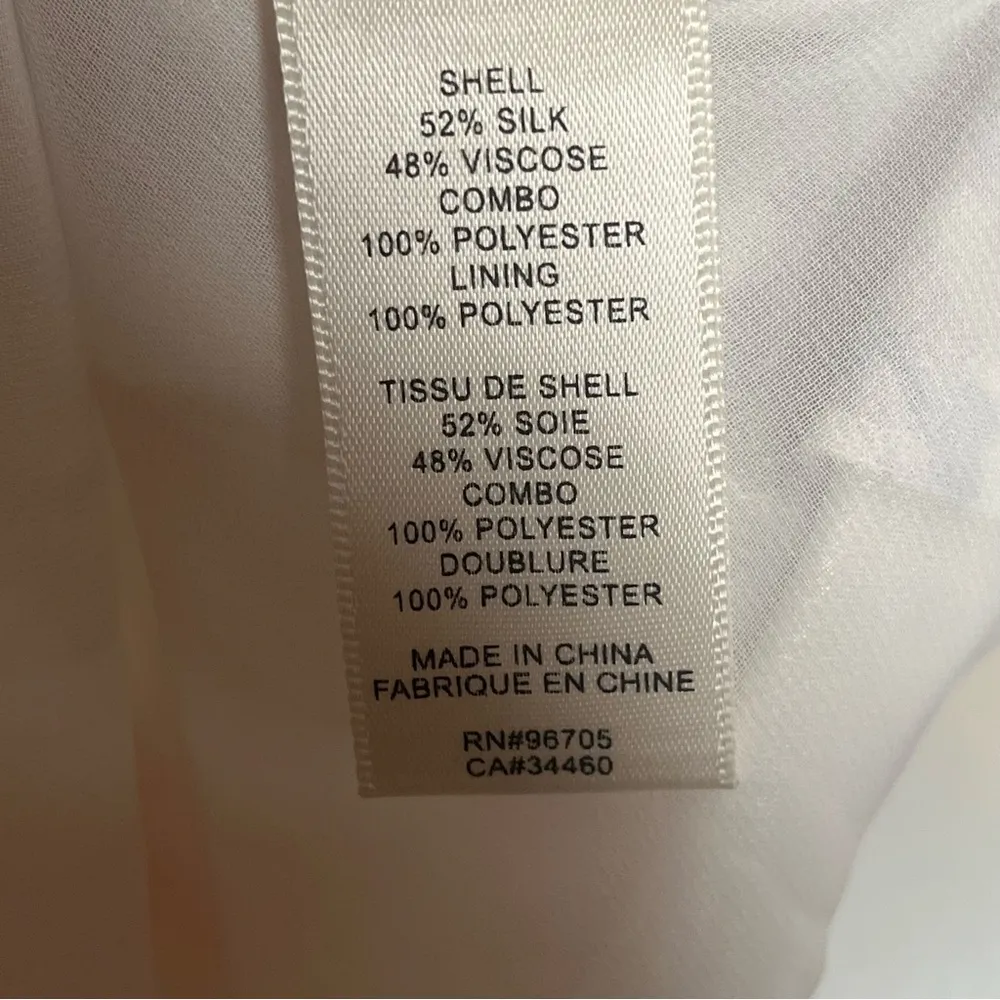 Rebecca Taylor Sz 4 Silk Blend Short Sleeve Hydrangea Floral Dress Snow Combo - Image 12