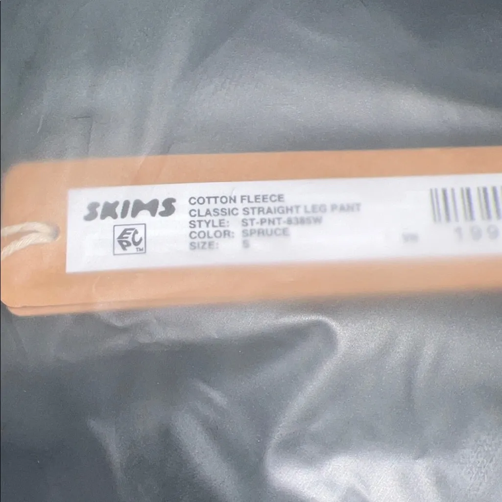 SKIMS Cotton Fleece Classic Straight Leg Sweatpants Spruce Small NEW - Image 5