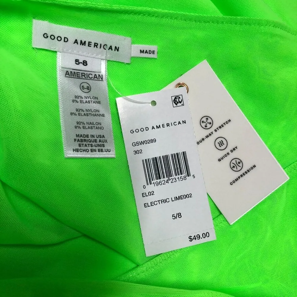 Good American Solid Leg Daze Sarong Swim Cover Skirt Tie Waist Green 5-8 2XL-5XL - Image 4