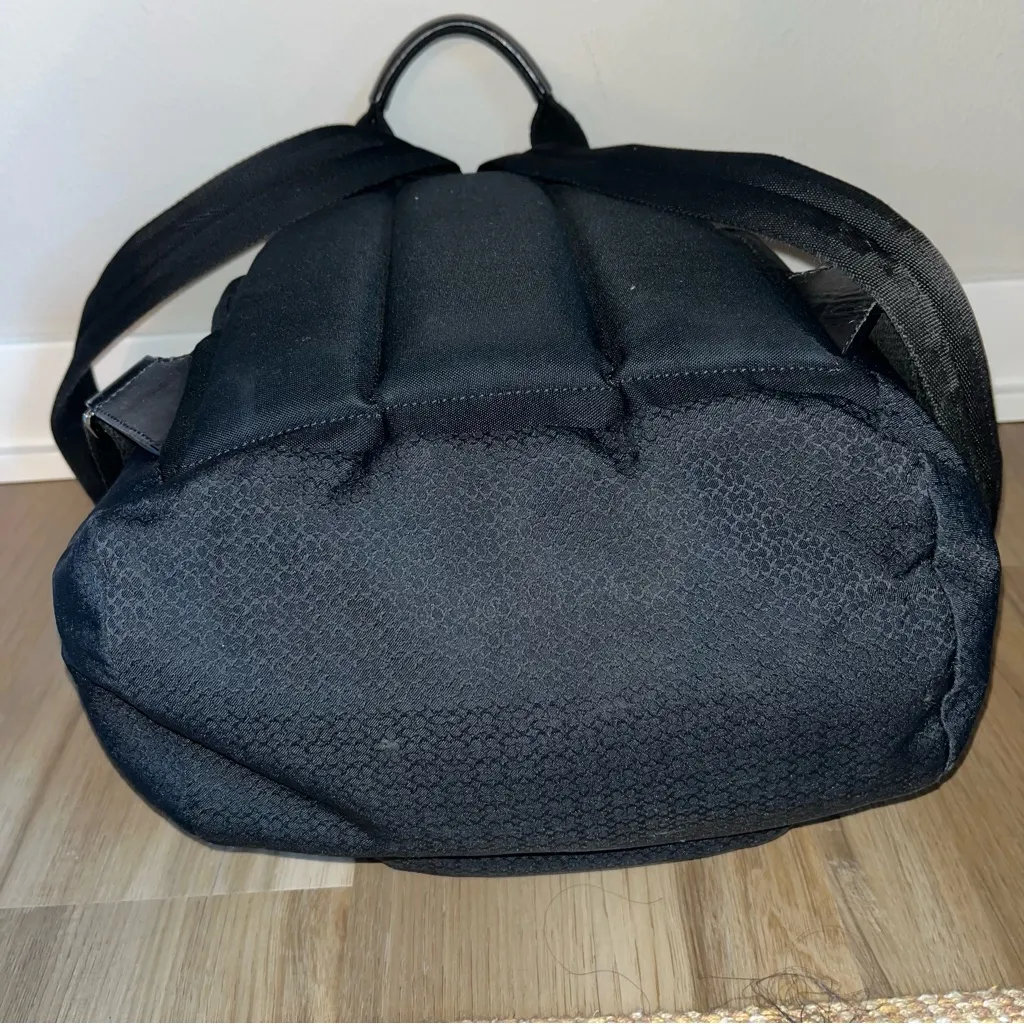 Vintage Coach Leatherware Black Monogram Backpack with Micro C Print - Image 6