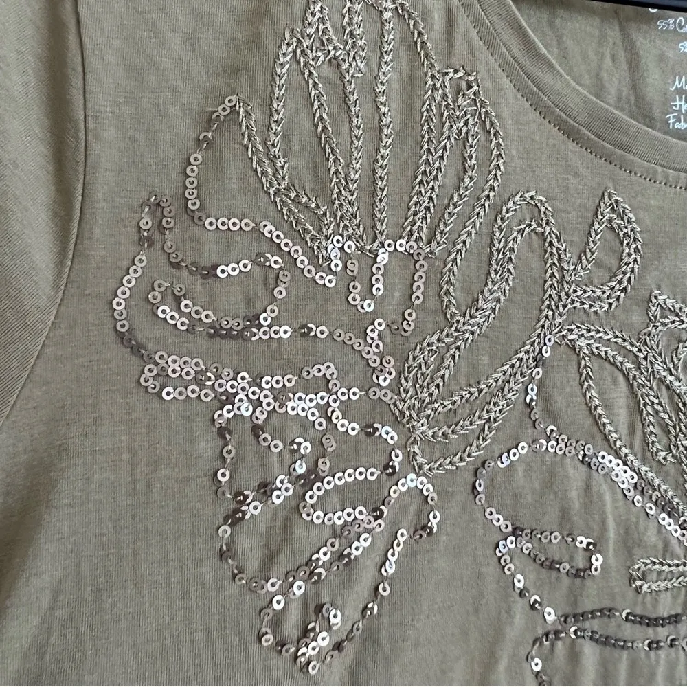 Chico’s by Chico’s Army Green Shirt Embroidered Medium - Size 1 - Image 2