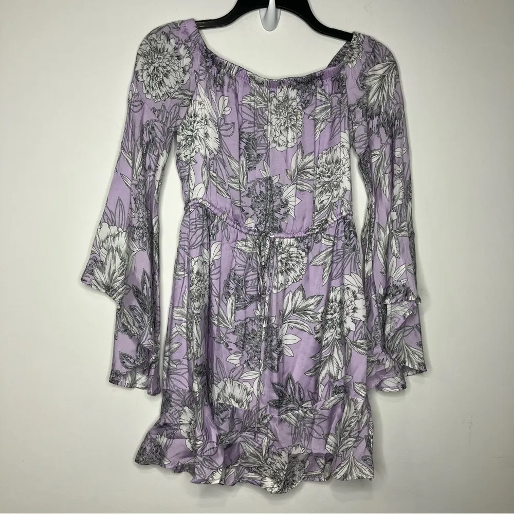 Bardot‎ Britt Lavender floral off the shoulder dress size 4/XS - Image 3