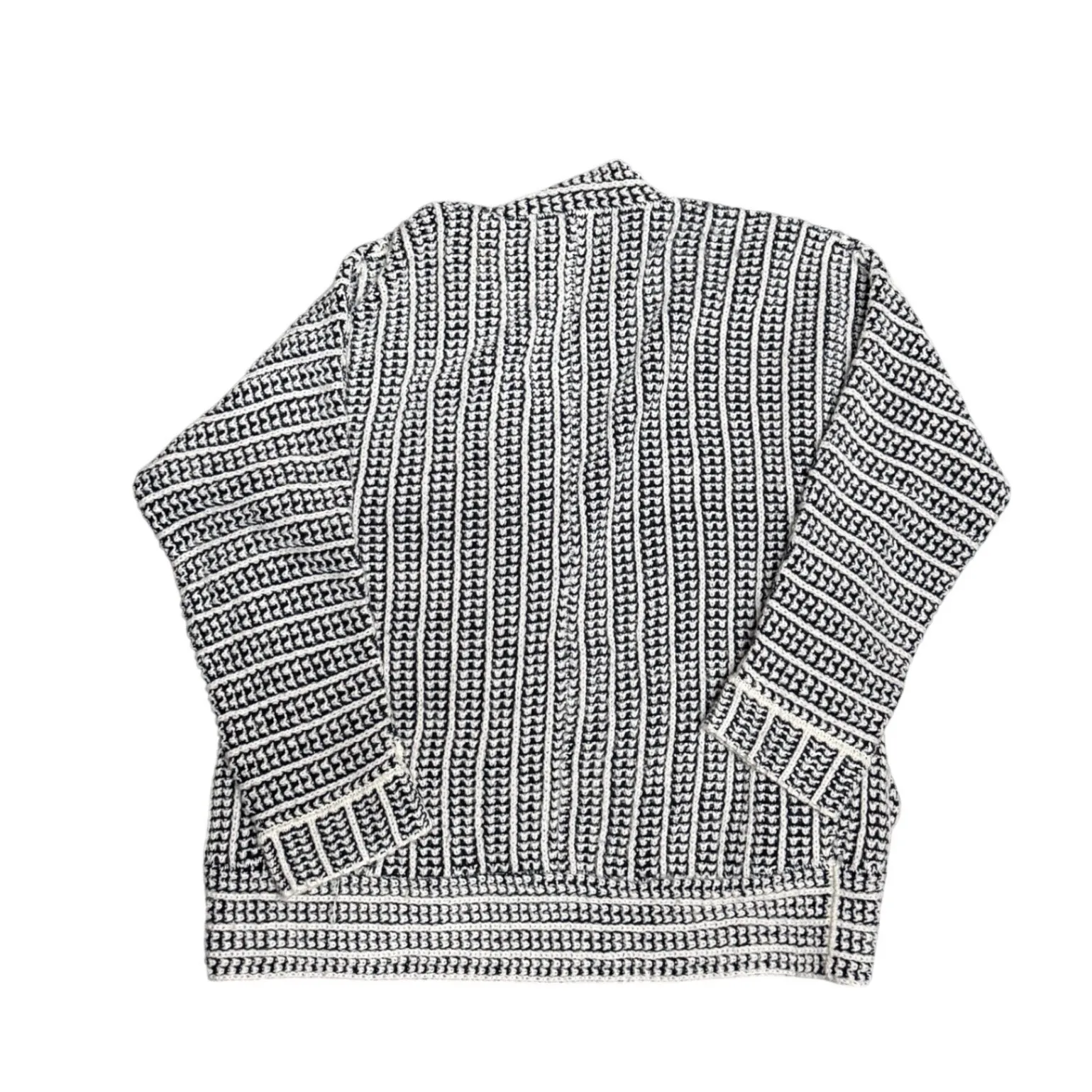 Pink Republic Women's XL Open Front Knit Cardigan Sweater Navy & White Acrylic - Image 6