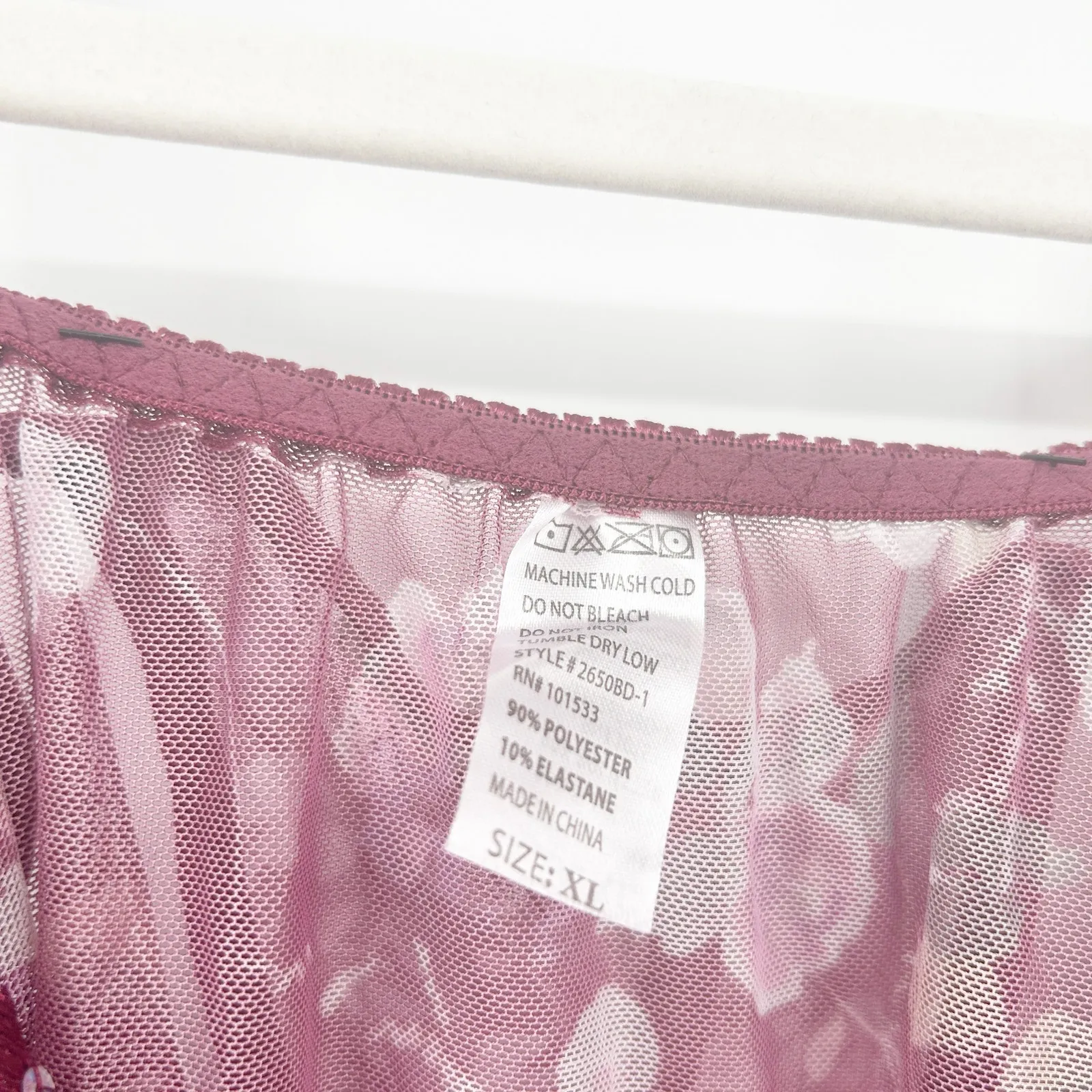 NWT Spree Intimates Coquette Fairycore Sheer Sequin Floral‎ Dress & Panty Set XL Pink - Image 4