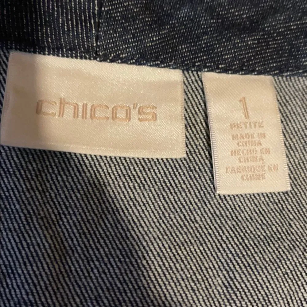 Chico's  Perforated Denim Open Front Jacket 1 Small - Image 14