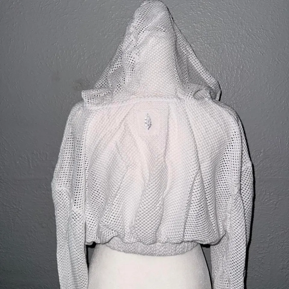 Free People Movement Size XS Fishnet Mesh Cropped White - Image 3