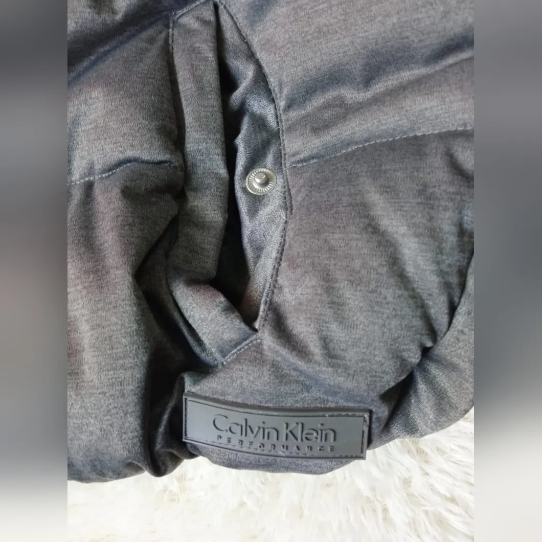 Calvin Klein Performance WOMEN Vest Padded Zipper Crossed Gray/Yellow Sz Medium - Image 2