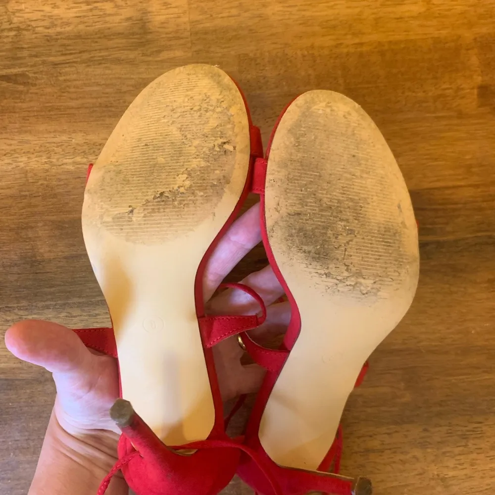 Lulus All the Applause Red Suede Lace-up heels. Women’s size 8 ankle ties formal - Image 2