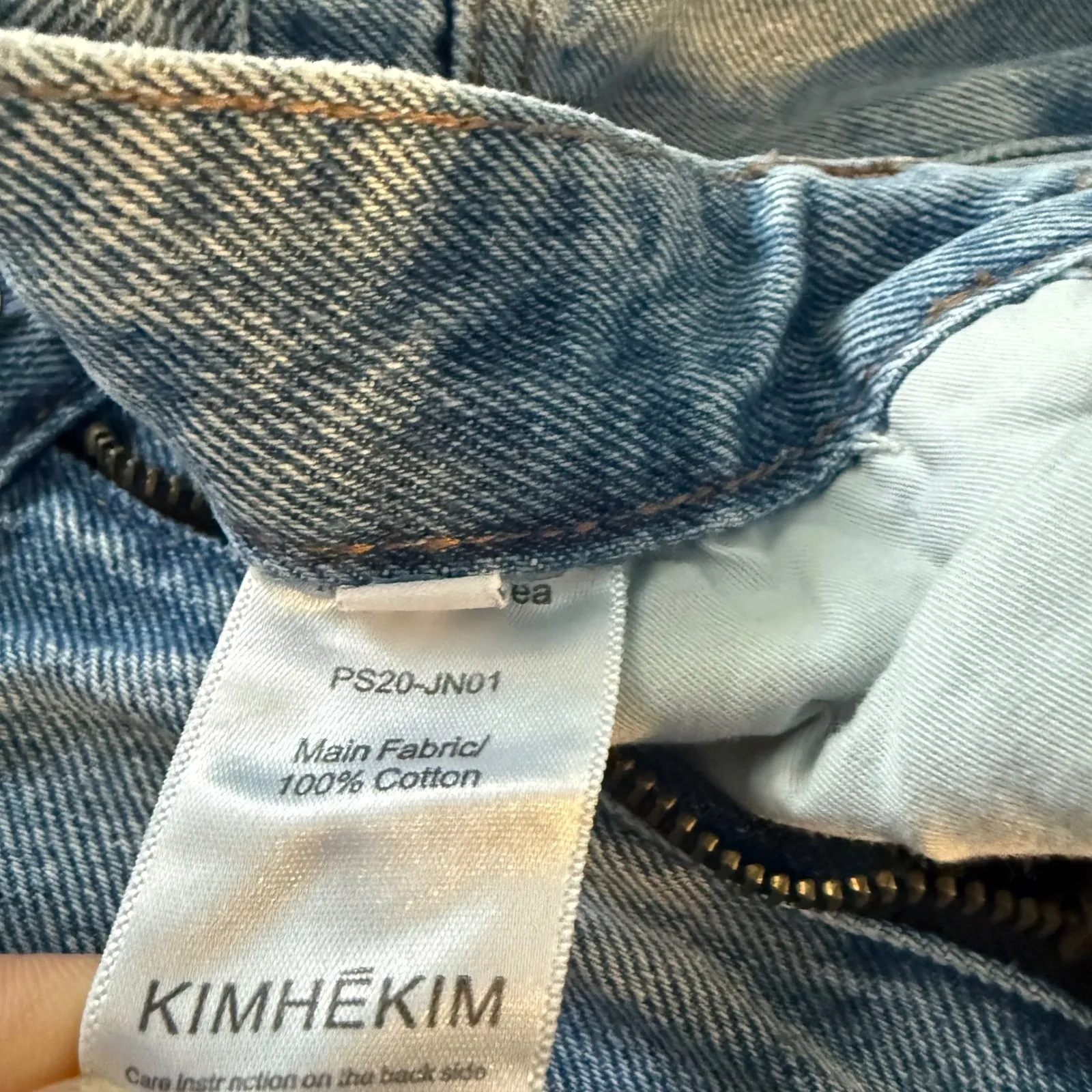 Kimhekim Heart Stamped Print Wide Leg Denim Blue Jeans Size Small • My Uniform - Image 5